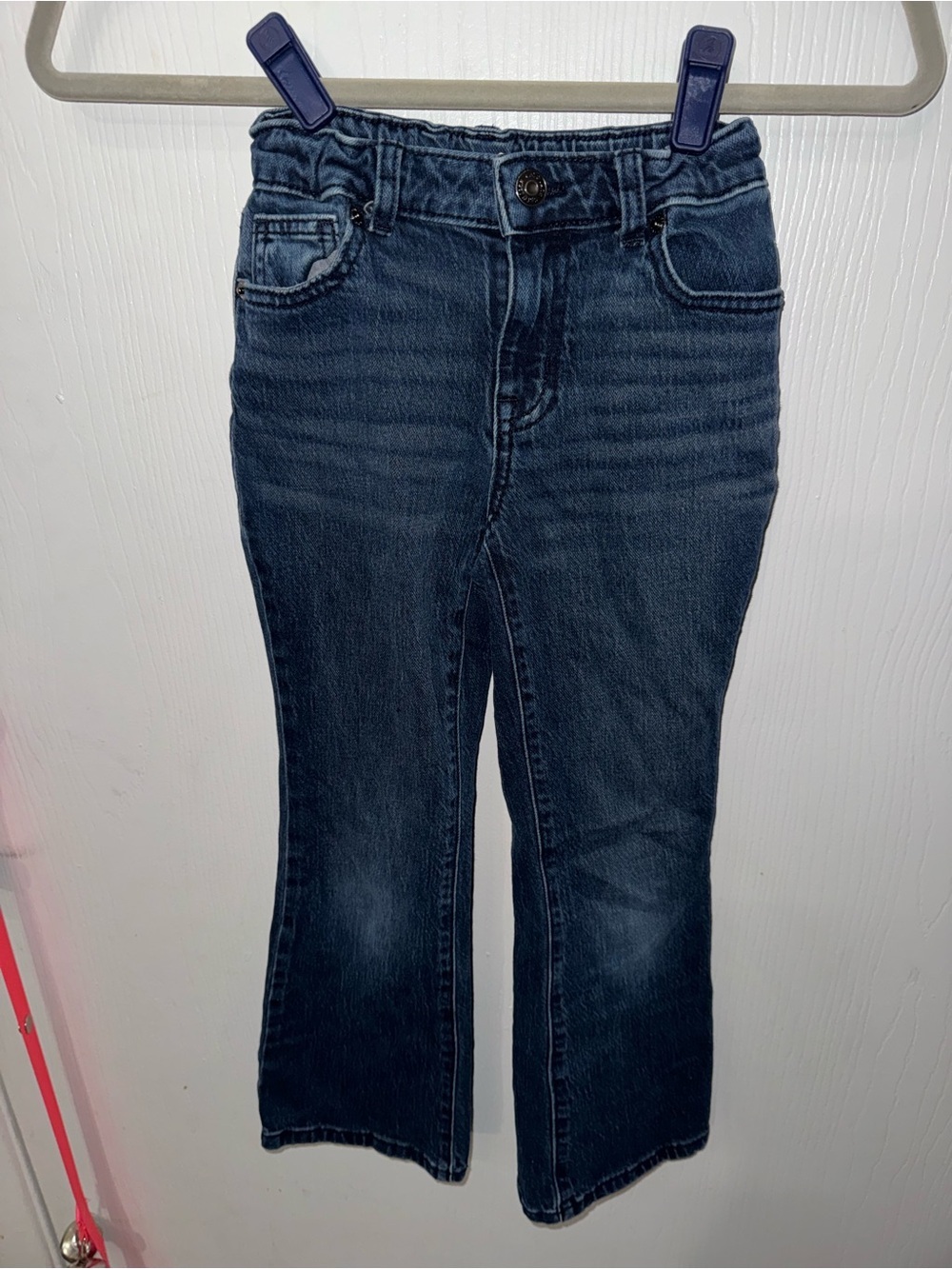 Cat & Jack Girls Size 7 Flare Jeans Stretch Dark Wash Adjustable Waist Denim